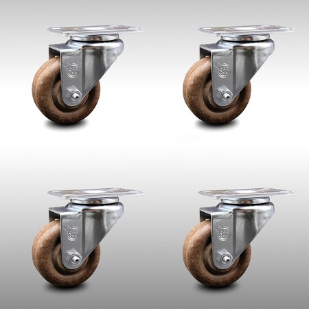 Service Caster 3.5 Inch SS High Temp Glass Filled Nylon Wheel Swivel Top Plate Caster Set SCC SCC-SS20S3514-GFNSHT-4